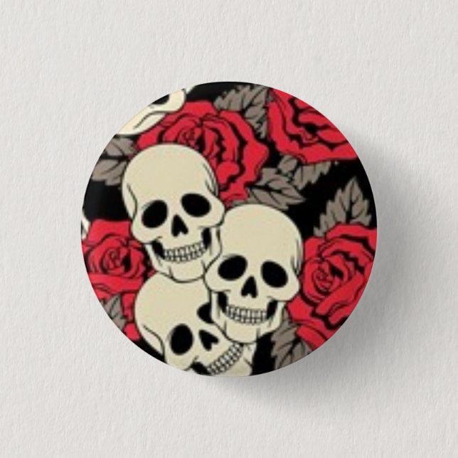 Skulls and Roses Button (Front)