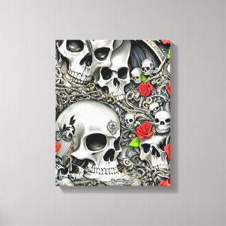 Skulls and Roses  Canvas Print