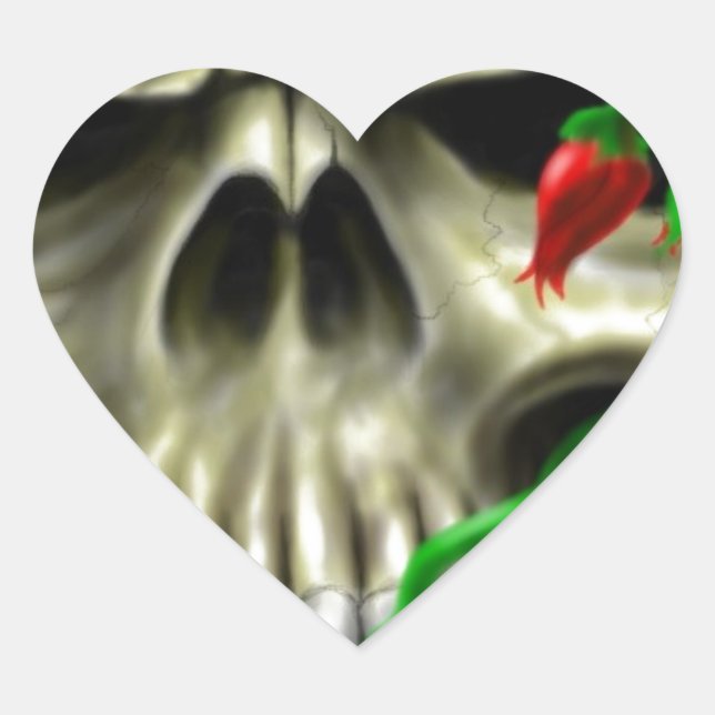 Skulls and Roses Custom Airbrush Original Artist Heart Sticker (Front)