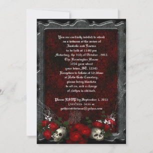 Skulls and Roses Goth Wedding Invitation