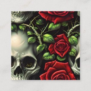 Skulls and Roses in the Style of Graphic Planner Square Business Card