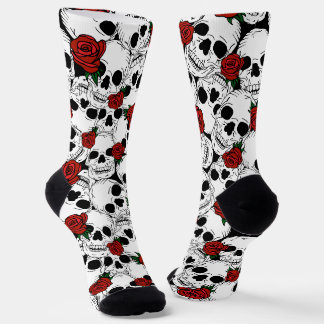 Skulls and Roses Patterned Psychobilly Socks