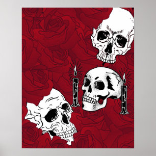 Skulls and roses poster