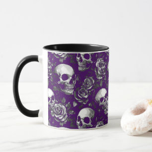 Skulls And Roses Purple  Mug