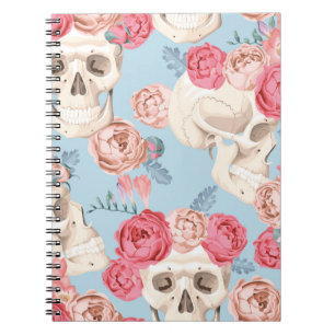Skulls and Roses Vintage Pattern Notebook