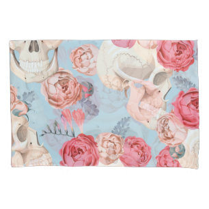 Skulls and Roses Vintage Pattern Pillowcase