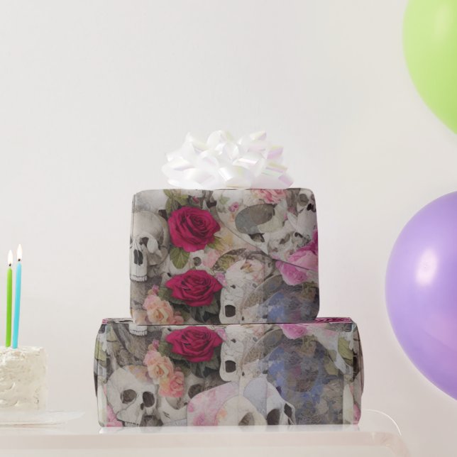 Skulls and Roses Wrapping Paper (Party Gifts)