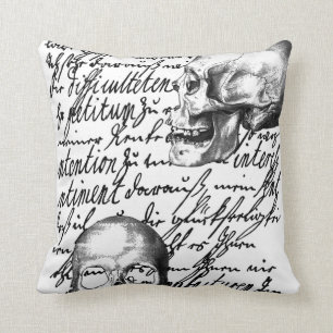 Skulls and script spell out "Liebesbrief" or Love Cushion