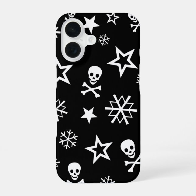 Skulls and Snowflakes iPhone 16 Case (Back)