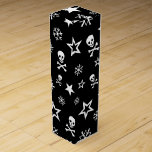 Skulls and Snowflakes Wine Gift Box<br><div class="desc">Skull and crossbones with pretty snowflakes and stars against a black background.</div>