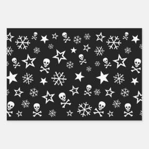 Skulls and Snowflakes Wrapping Paper Sheet