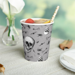 Skulls and Spiders Halloween Paper Cups