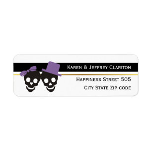 Skulls and stripes purple Halloween wedding