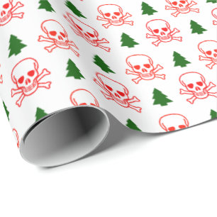 Skulls and Trees Christmas Pattern Wrapping Paper