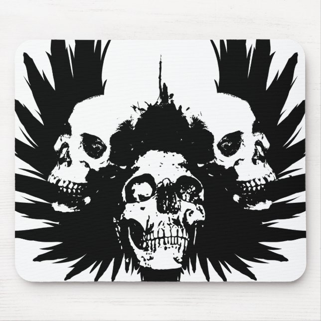 Skulls and Wing - Black Mouse Mat (Front)