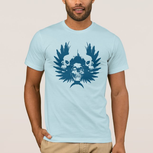 Skulls and Wing - Blue T-Shirt (Front)