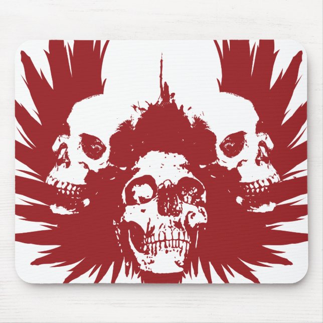 Skulls and Wing - Red Mouse Mat (Front)