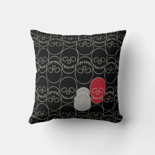Skulls - Bat Black and Bone White Cushion