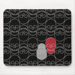 Skulls - Bat Black and Bone White Mouse Mat