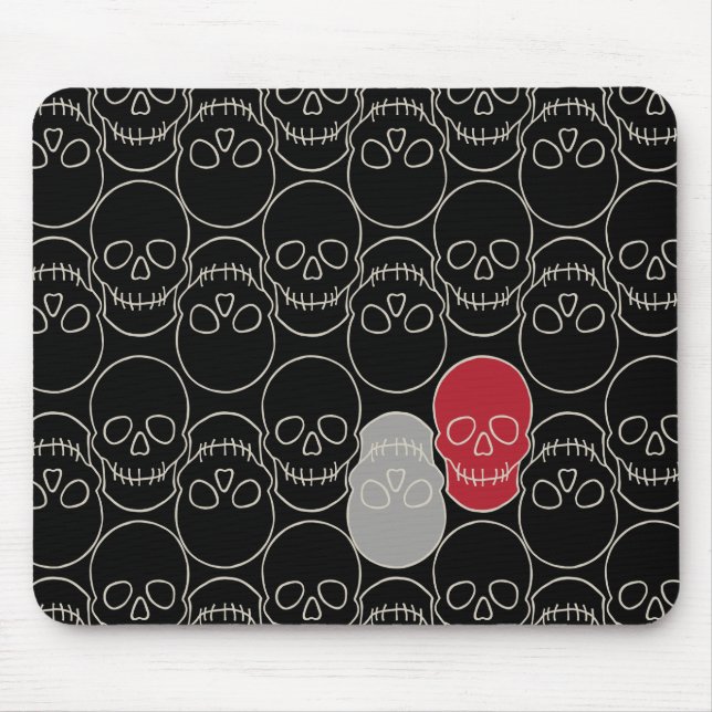 Skulls - Bat Black and Bone White Mouse Mat (Front)