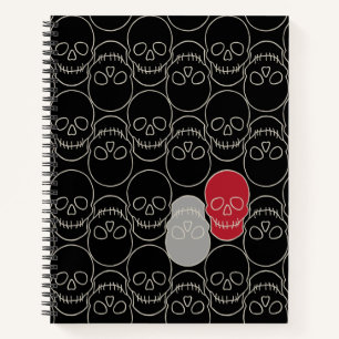 Skulls - Bat Black and Bone White Notebook