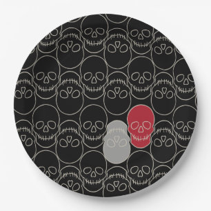 Skulls - Bat Black and Bone White Paper Plate