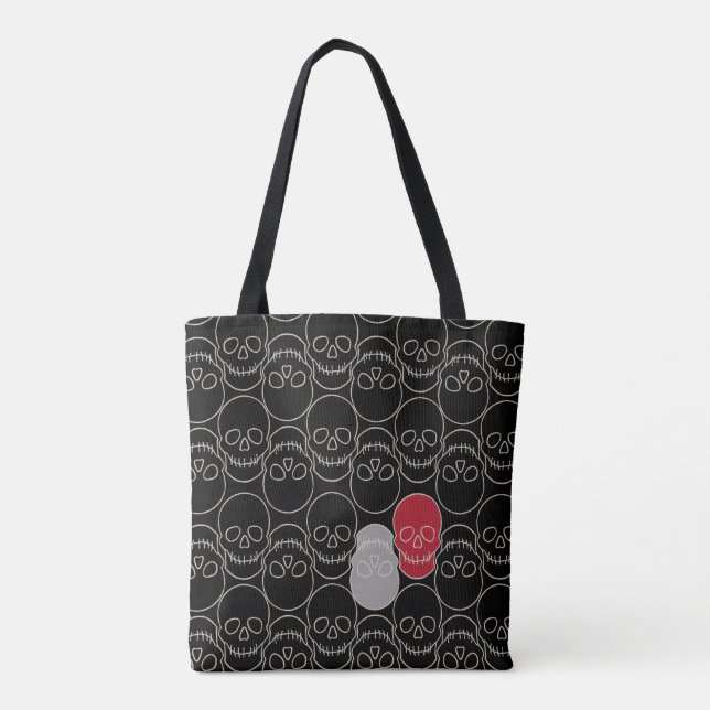 Skulls - Bat Black and Bone White Tote Bag (Back)