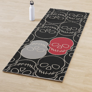 Skulls - Bat Black and Bone White Yoga Mat