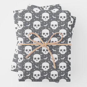 Skulls & Bats Wrapping Paper Flat Sheet Set of 3