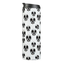 Skulls Black And White Pattern thermal tumbler
