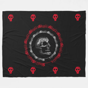 Skulls Black & White/Grey/Red Style 2 Fleece Blanket