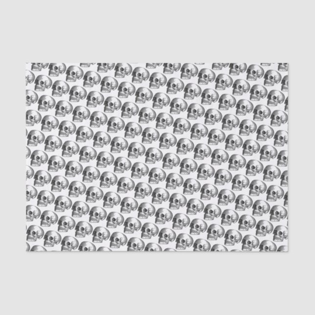 Skulls Black & White Horror Gift Wrap Tissue Paper (Front)