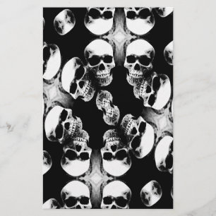 Skulls Black & White Stationery