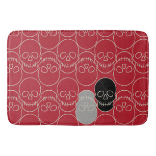  Skulls - Blood Red and Bone White  Bath Mat