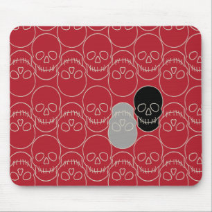 Skulls - Blood Red and Bone White Mouse Mat
