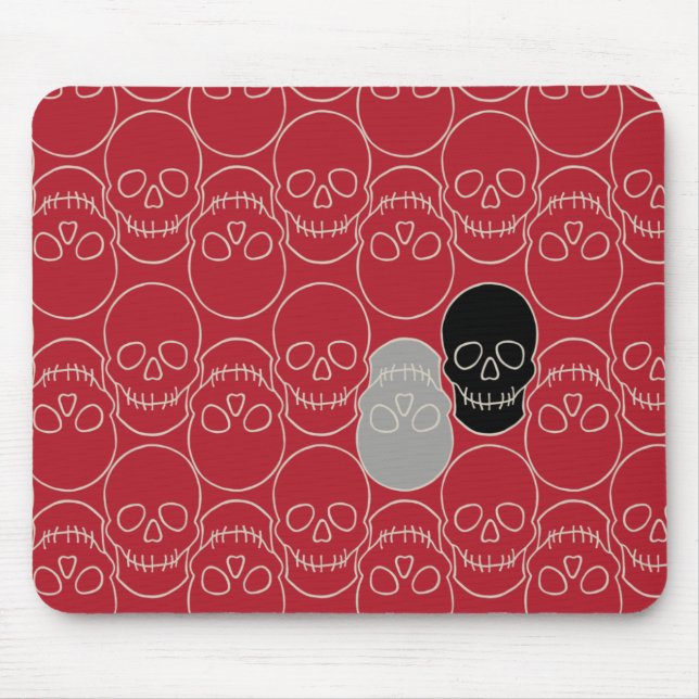  Skulls - Blood Red and Bone White Mouse Mat (Front)