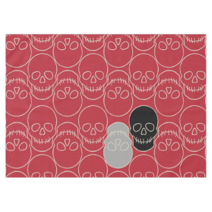 Skulls - Blood Red and Bone White Tablecloth