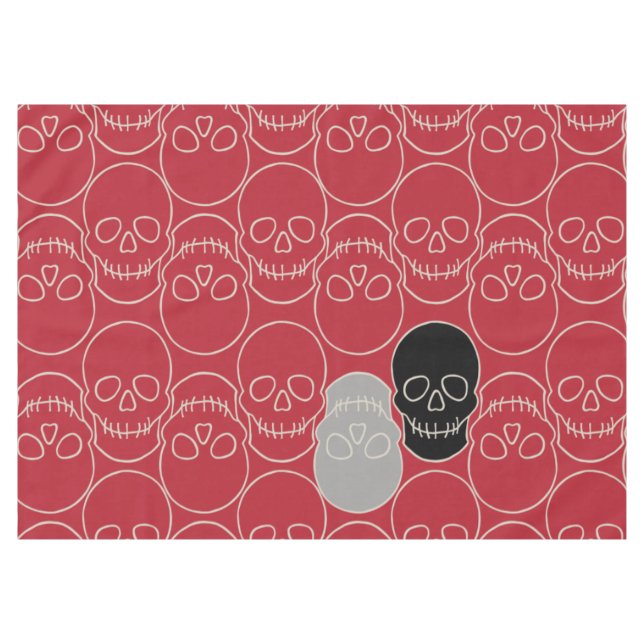  Skulls - Blood Red and Bone White Tablecloth (Front (Horizontal))