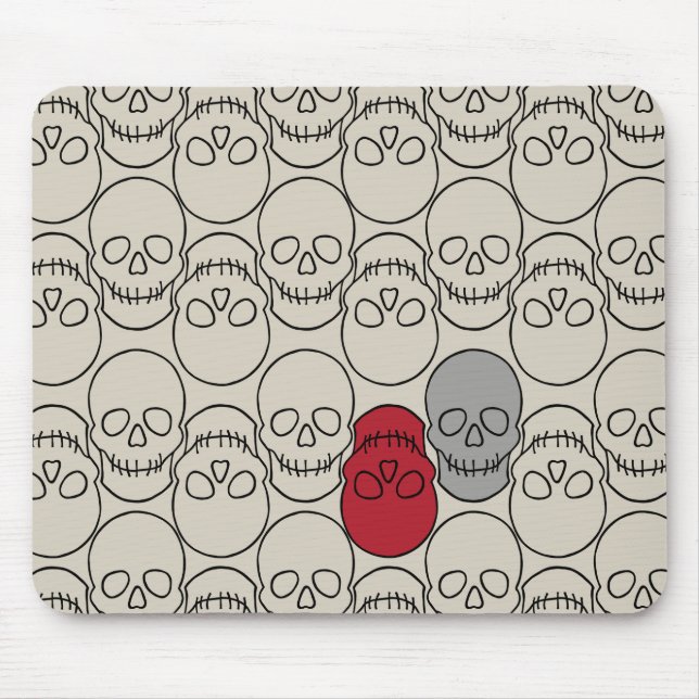 Skulls - Bone White and Bat Black Mouse Mat (Front)