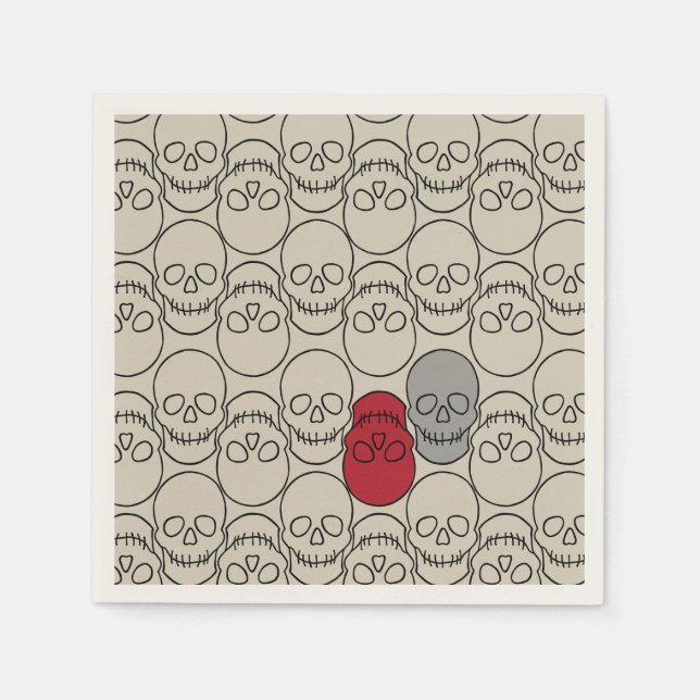 Skulls - Bone White and Bat Black Napkin (Front)