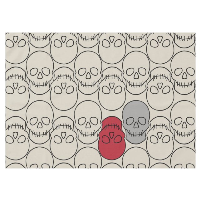 Skulls - Bone White and Bat Black Tablecloth (Front (Horizontal))