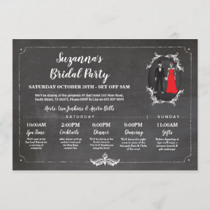 Skulls Bridal Shower Itinerary Bachelorette Chalk Invitation