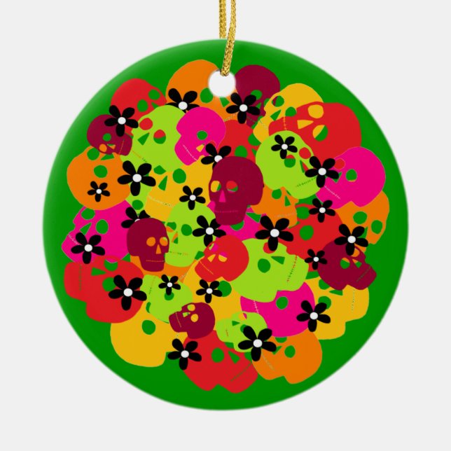 Skulls Ceramic Tree Decoration (Front)