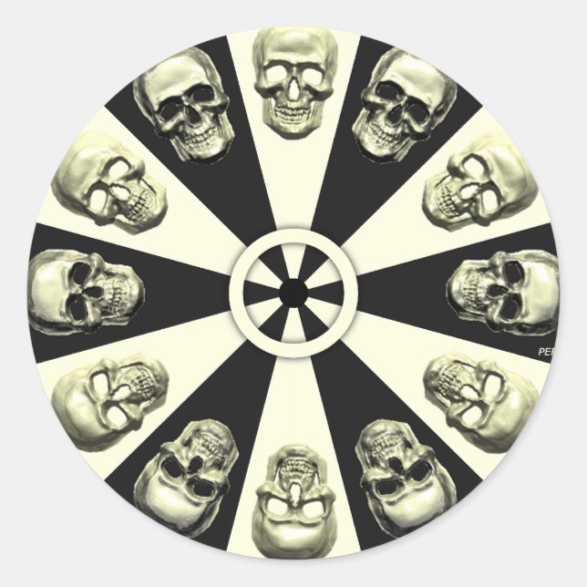 Skulls Classic Round Sticker (Front)