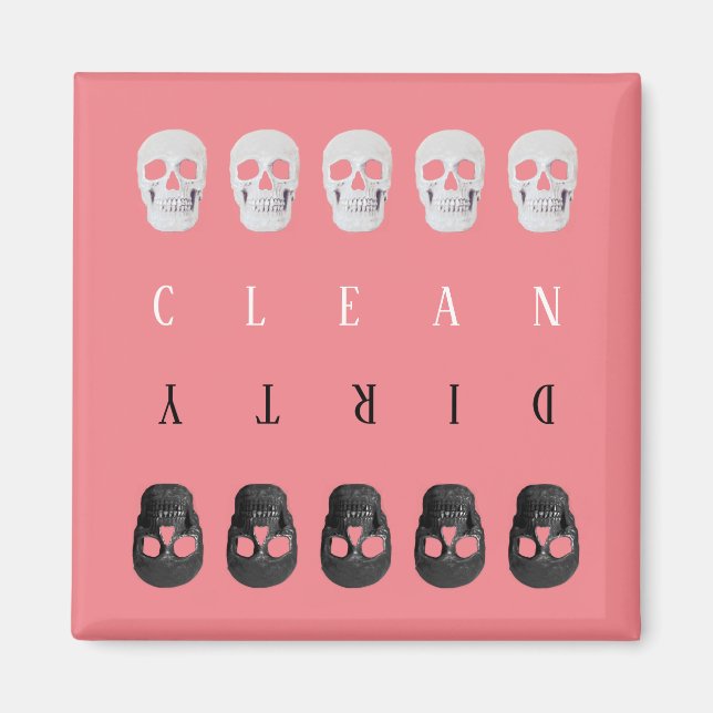 Skulls Clean Dirty Pink Cool Gothic Dishwasher Magnet (Front)