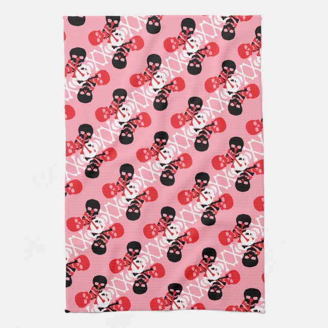 Skulls & Crossbones Pattern Tea Towel (Vertical)