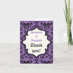 Skulls damask Halloween wedding Thank You photo