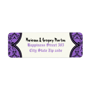 Skulls damask purple black Halloween wedding