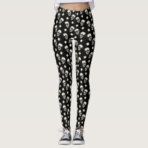 Skulls Diamond Pattern Black Halloween Leggings