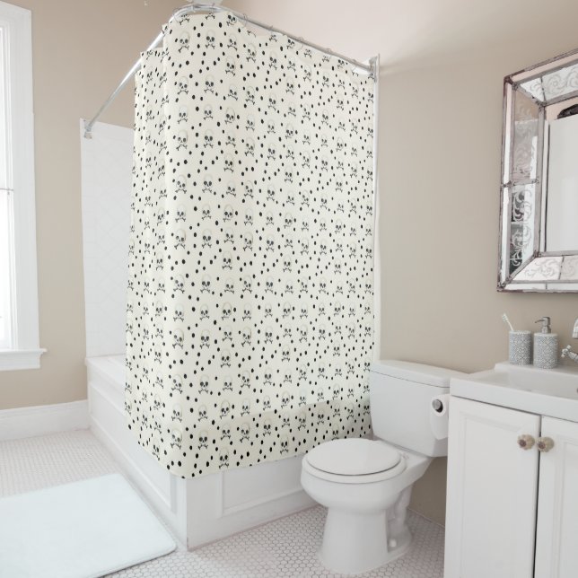 Skulls & Dots Shower Curtain (In Situ)